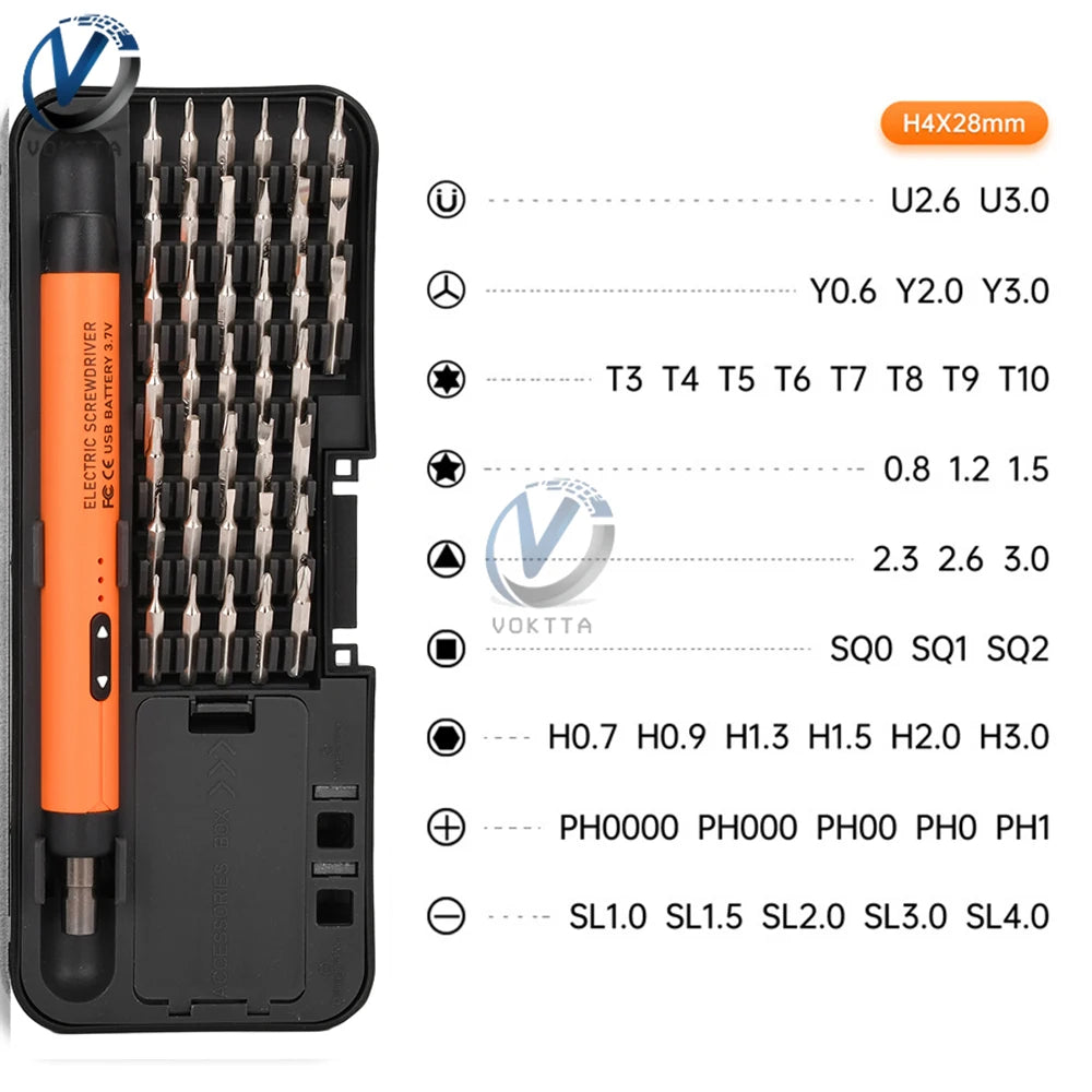 46pcs Electric Screwdriver Set Rechargeable Wireless Precision Power Tool Magnetic Screw Driver Bits for IPhone Glasses Watch PC