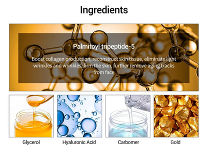 LANBENA 24k Gold Six Peptides Face Essence Anti-wrinkle Shrink Pore Whitening Moisturizing Hyaluronic Acid Fade Fine Line Serum