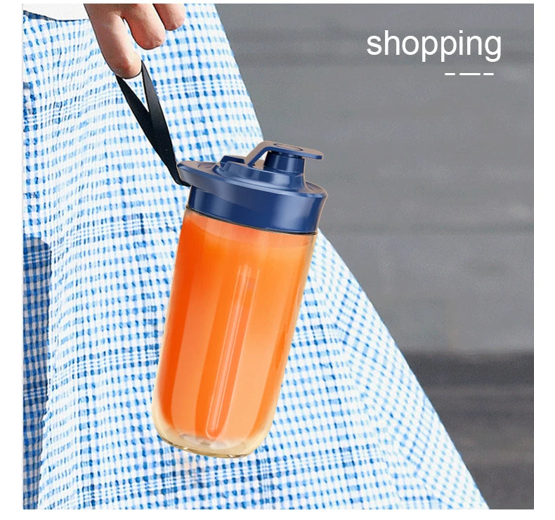 6 Blade Portable Juicer USB Rechargeable Juicer Stainless Steel Blade Cup Juicer Fruit Automatic Smoothie Blender Kitchen Tool