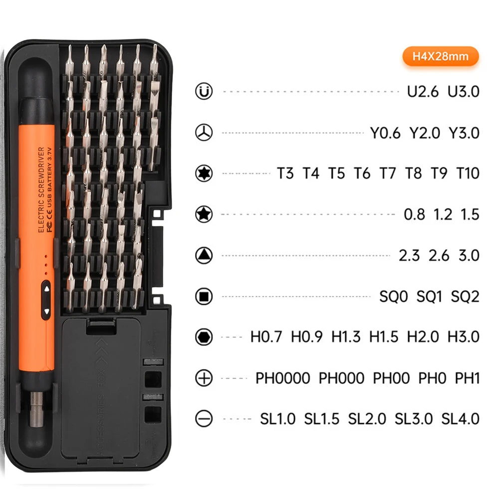 46pcs Electric Screwdriver Set Rechargeable Wireless Precision Power Tool Magnetic Screw Driver Bits for IPhone Glasses Watch PC