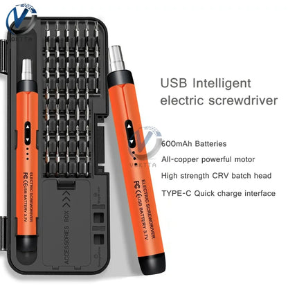 46pcs Electric Screwdriver Set Rechargeable Wireless Precision Power Tool Magnetic Screw Driver Bits for IPhone Glasses Watch PC