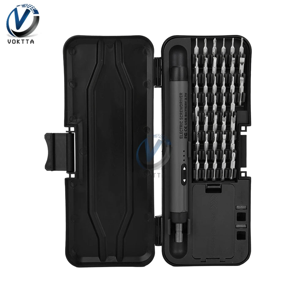 46pcs Electric Screwdriver Set Rechargeable Wireless Precision Power Tool Magnetic Screw Driver Bits for IPhone Glasses Watch PC
