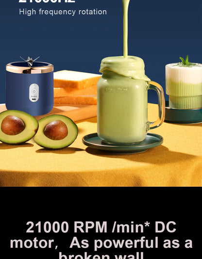 6 Blade Portable Juicer USB Rechargeable Juicer Stainless Steel Blade Cup Juicer Fruit Automatic Smoothie Blender Kitchen Tool