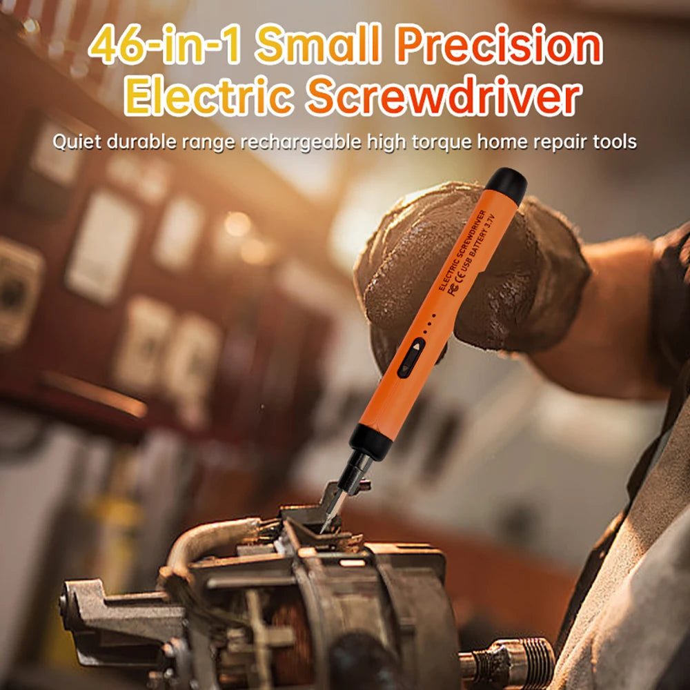 46pcs Electric Screwdriver Set Rechargeable Wireless Precision Power Tool Magnetic Screw Driver Bits for IPhone Glasses Watch PC