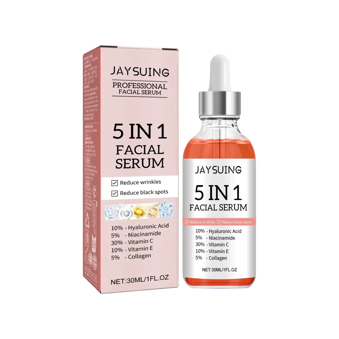 1/2/3pcs 5 In 1 Facial Serum Fade Fine Lines Firming Skin Shrink Pore Moisturizing Brightning Hyaluronic Acid Retinol Face Serum