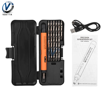 46pcs Electric Screwdriver Set Rechargeable Wireless Precision Power Tool Magnetic Screw Driver Bits for IPhone Glasses Watch PC